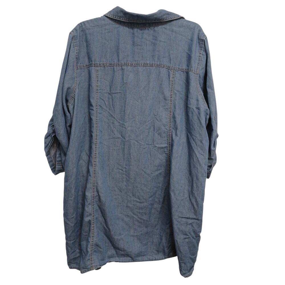 New Look Womens Shirt Dress Midi Sz XL Blue Denim Button Up Studio Art Lagenlook - Picture 5 of 15